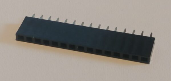 Header, single row, female, 15 pin, 2.54mm