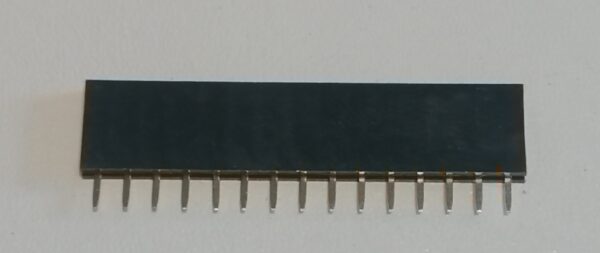 Header, single row, female, 15 pin, 2.54mm
